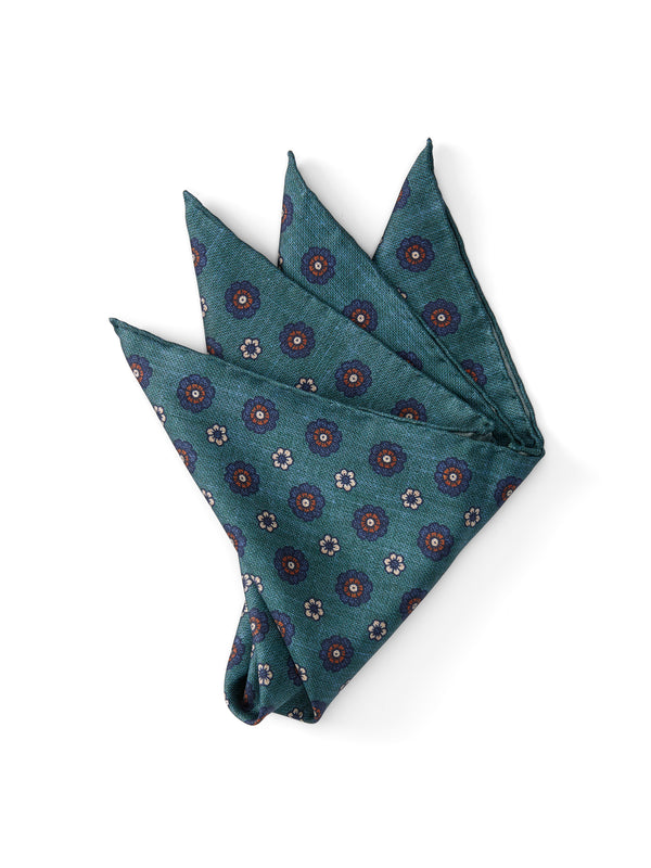 favourbrook Teal Chartwell Silk Pocket Square