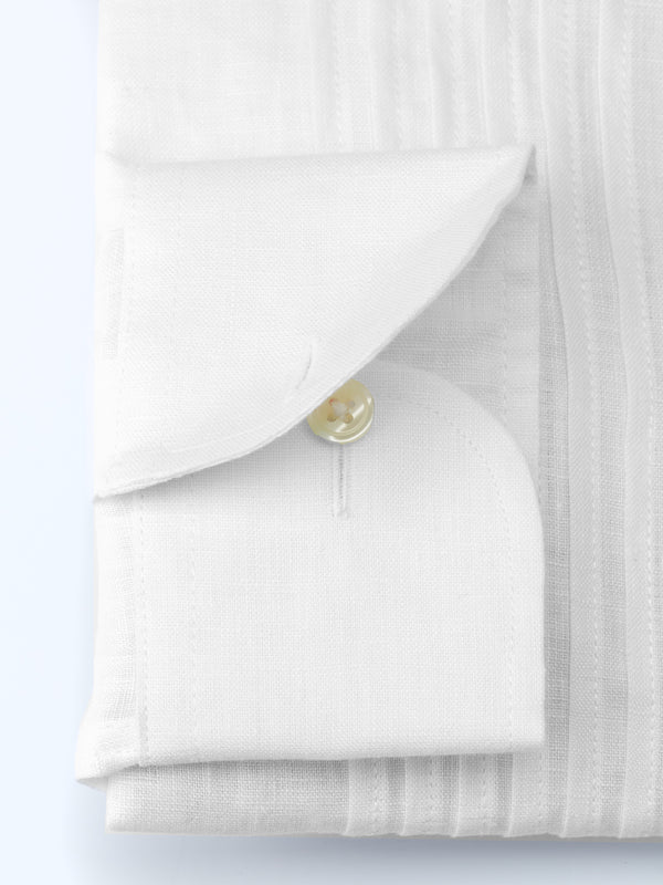 Favourbrook White Colne Linen Pintuck Dress Shirt