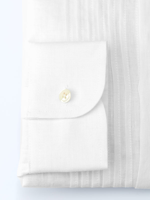 Favourbrook White Colne Linen Pintuck Dress Shirt
