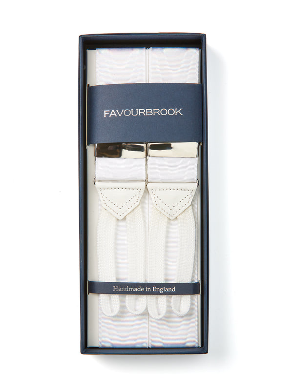 favourbrook White Moire Silk Braces