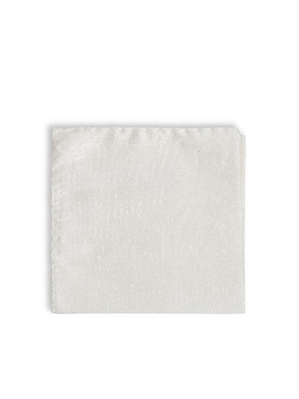 Favourbrook White Paisley Silk Pocket Square