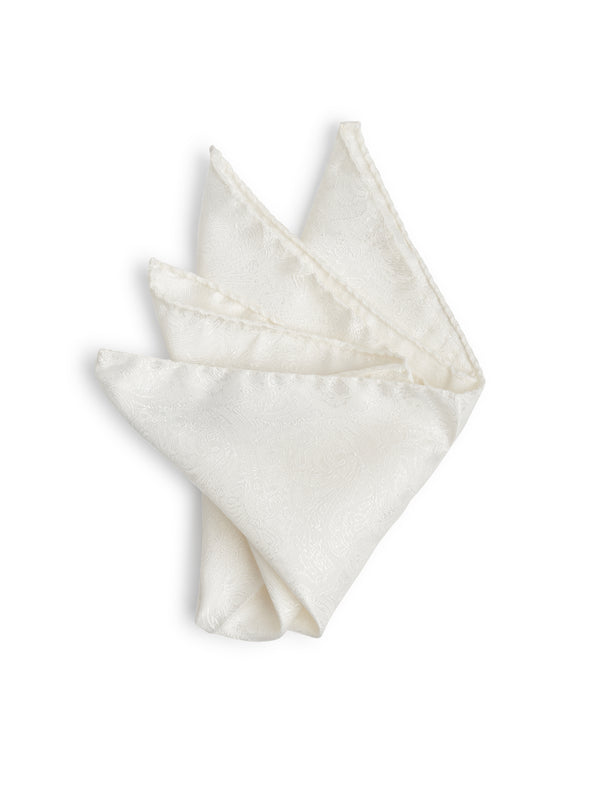 favourbrook White Paisley Silk Pocket Square