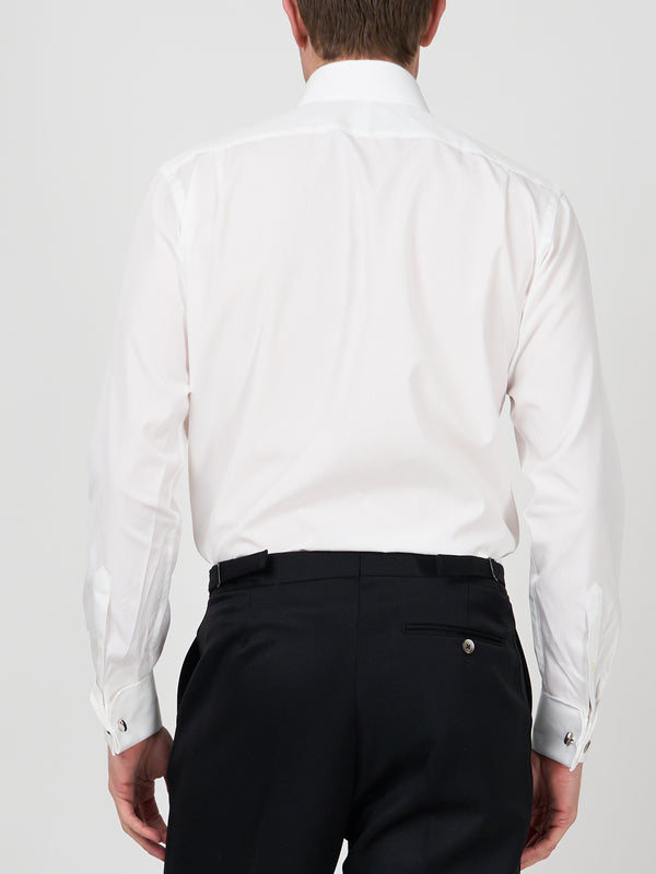 Favourbrook White Poplin Cotton Large Frill Shirt