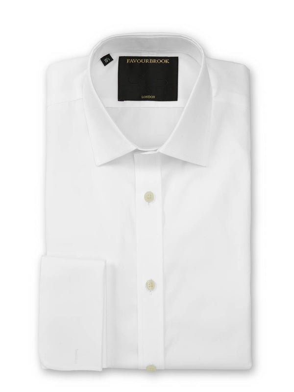 favourbrook White Poplin Cotton Wedding Shirt