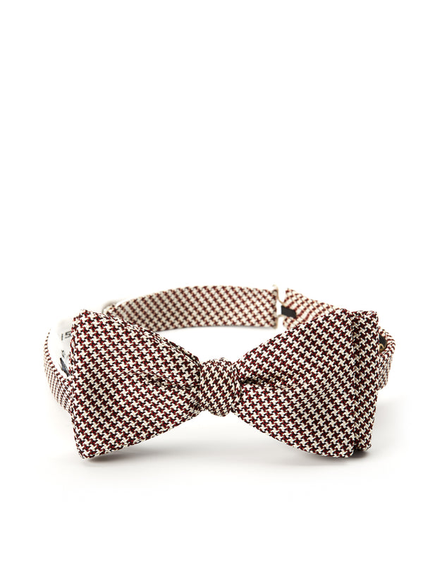 favourbrook Wine Briand Check Silk Bow Tie
