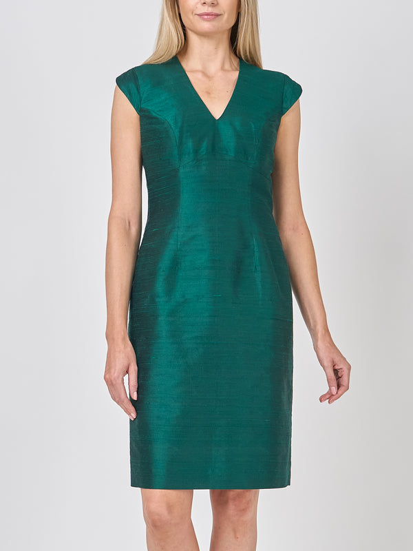 Favourbrook Florence Dress EverGreen Plain Silk Douppion