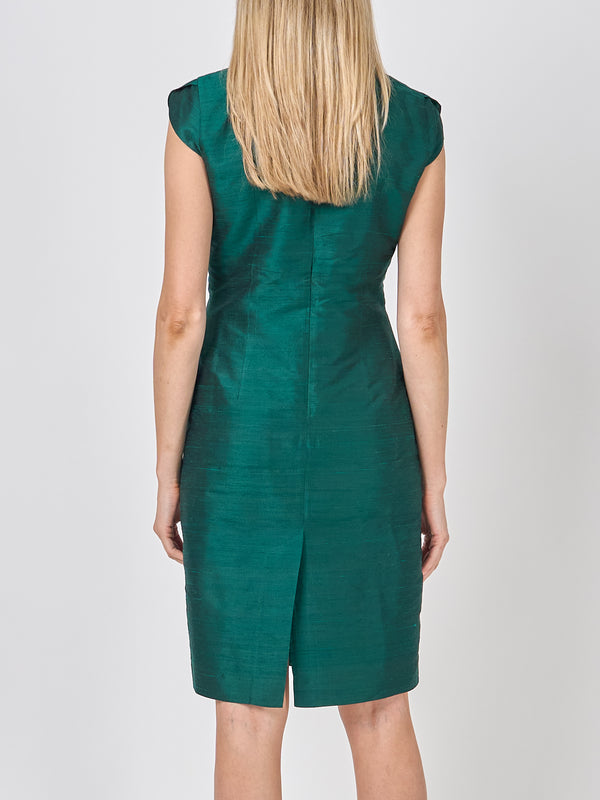 Favourbrook Florence Dress EverGreen Plain Silk Douppion