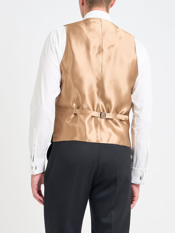 Favourbrook Forest Green Gabardine Wool Double Breasted Waistcoat