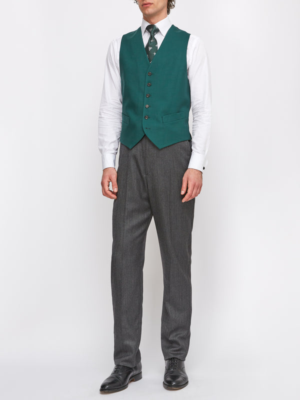 Favourbrook Forest Green Wool Single Breasted Waistcoat