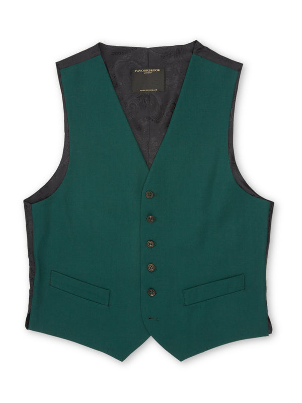 Favourbrook Forest Green Wool Single Breasted Waistcoat