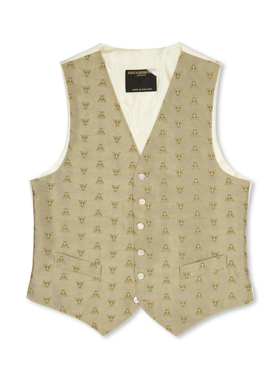 Favourbrook Gold Bees Silk Single Breasted Waistcoat