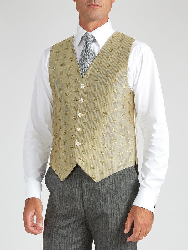 favourbrook Gold Bees Silk Single Breasted Waistcoat