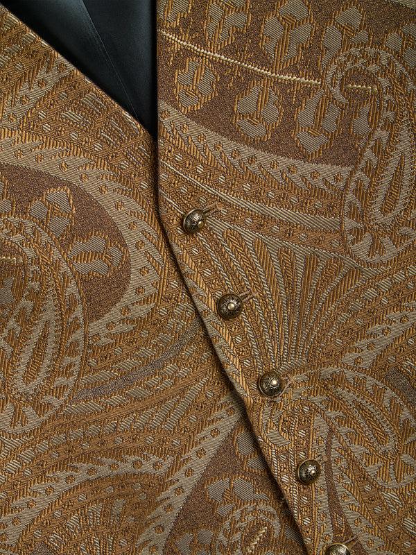 Favourbrook Gold Heathcote Paisley Single Breasted Waistcoat
