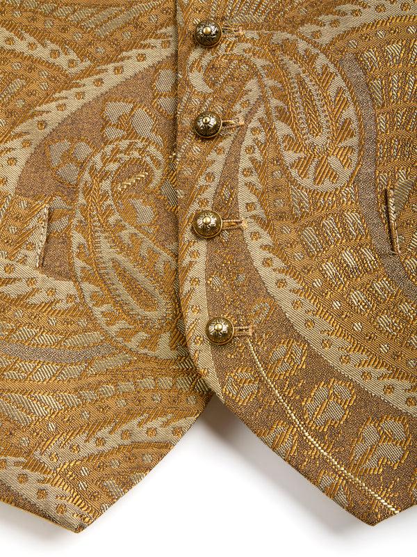 Favourbrook Gold Heathcote Paisley Single Breasted Waistcoat