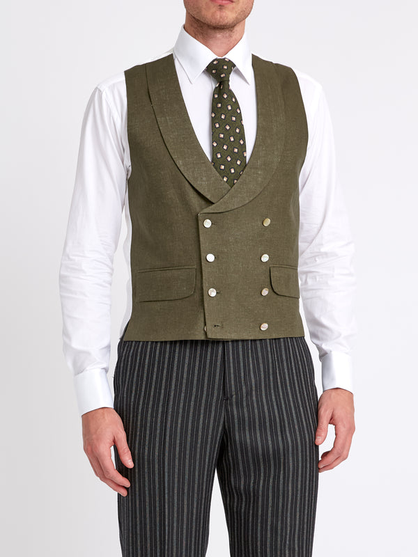 Favourbrook Green Padworth Linen Double Breasted Waistcoat