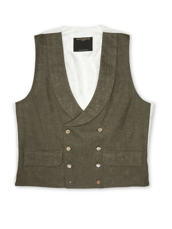 Favourbrook Green Padworth Linen Double Breasted Waistcoat