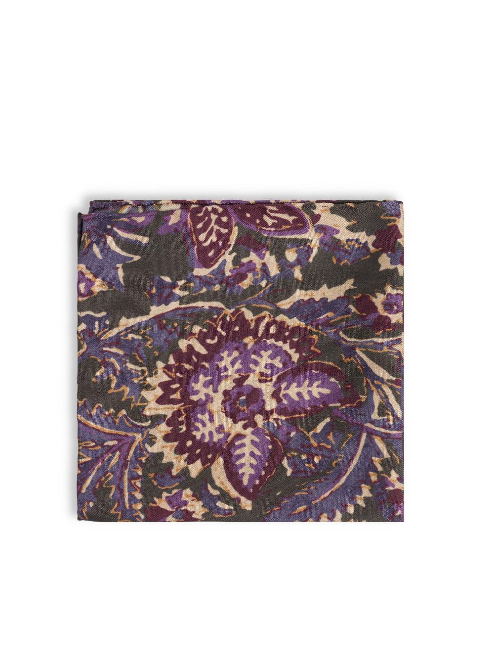 Favourbrook Green / Purple Charleston Silk Pocket Square