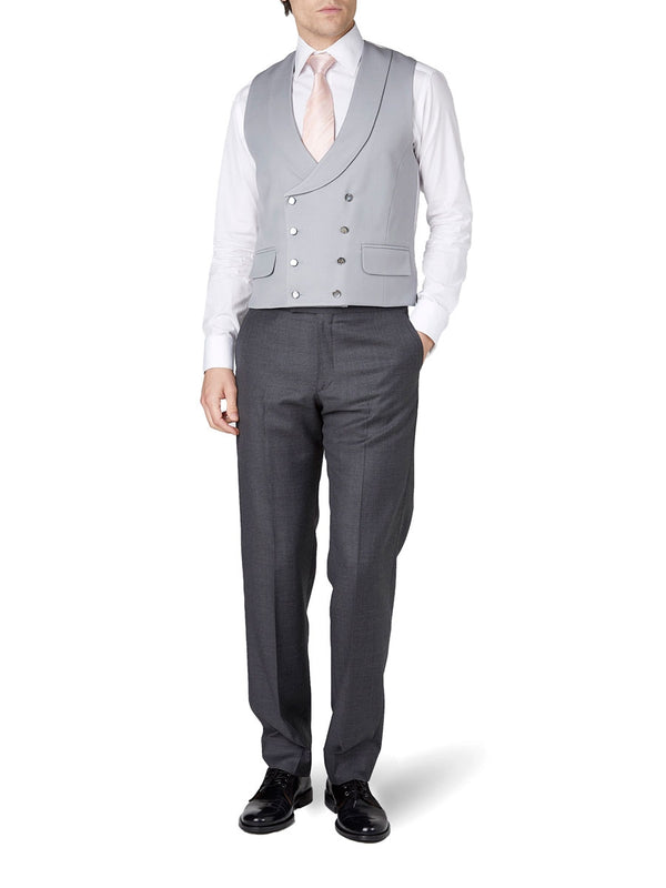Favourbrook Grey Gabardine Wool Double Breasted Waistcoat