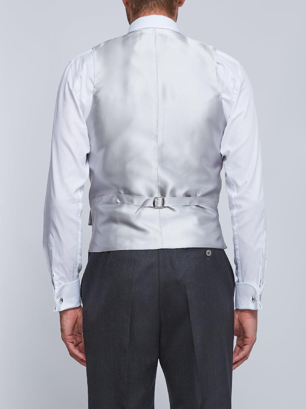 Favourbrook Grey Gabardine Wool Double Breasted Waistcoat With Piping