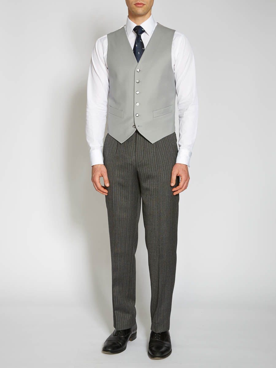 Favourbrook Grey Gabardine Wool Single Breasted Waistcoat