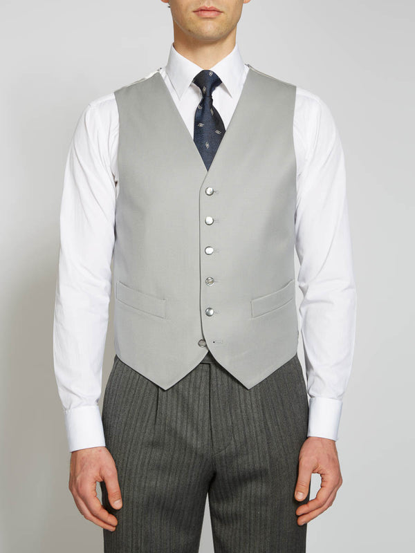 favourbrook Grey Gabardine Wool Single Breasted Waistcoat