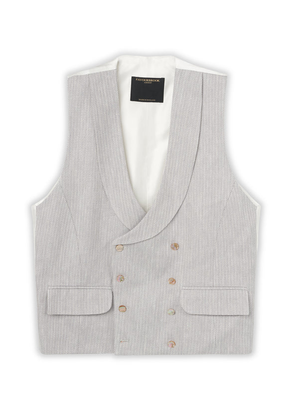 favourbrook Grey Jeffries Linen Double Breasted Waistcoat