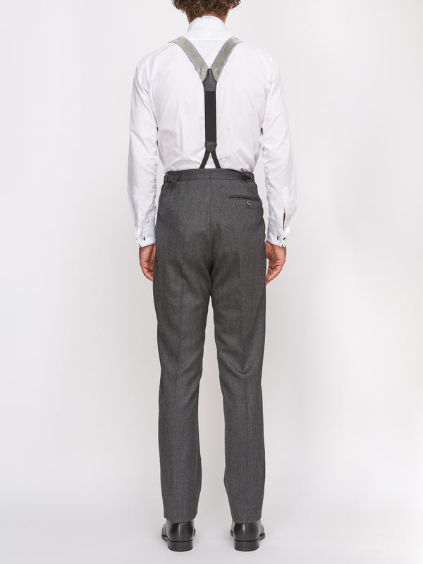 Favourbrook Grey Norfolk Herringbone High Waisted Flat Front Trousers