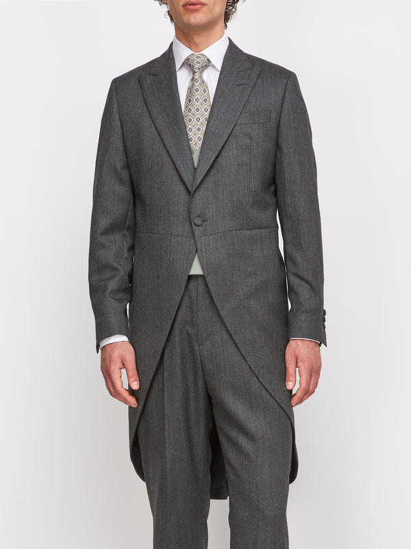 Favourbrook Grey Norfolk Herringbone Wool Morning Coat