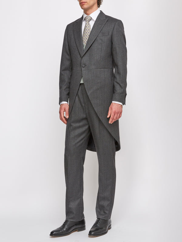 favourbrook Grey Norfolk Herringbone Wool Morning Coat