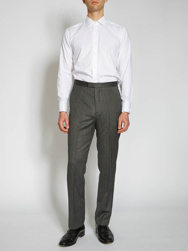 Favourbrook Grey Westminster Stripe Wool High Waisted Flat Front Trouser
