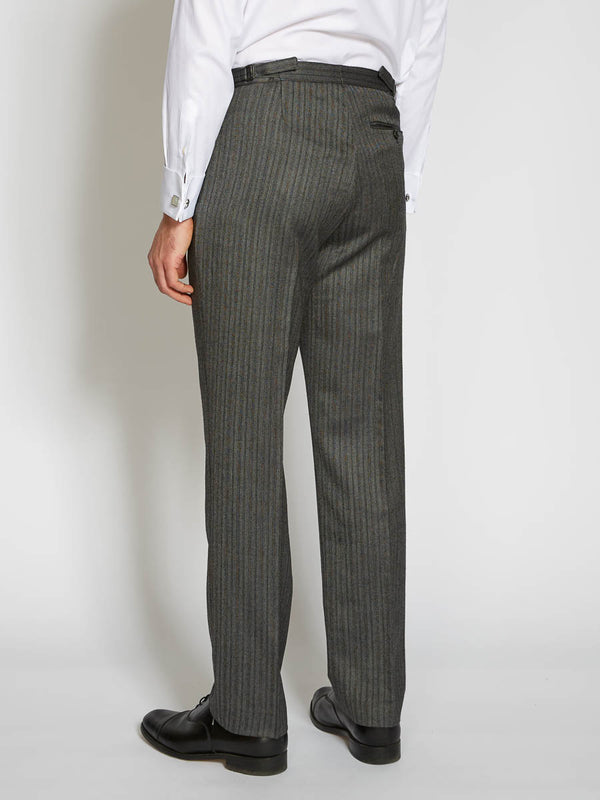 Favourbrook Grey Westminster Stripe Wool High Waisted Flat Front Trouser