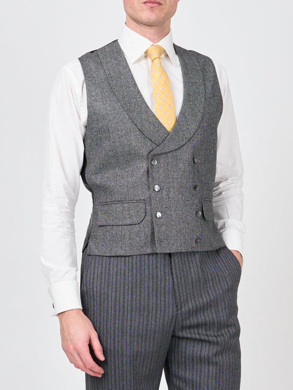 favourbrook Grey Wilton Cashmere Double Breasted Waistcoat