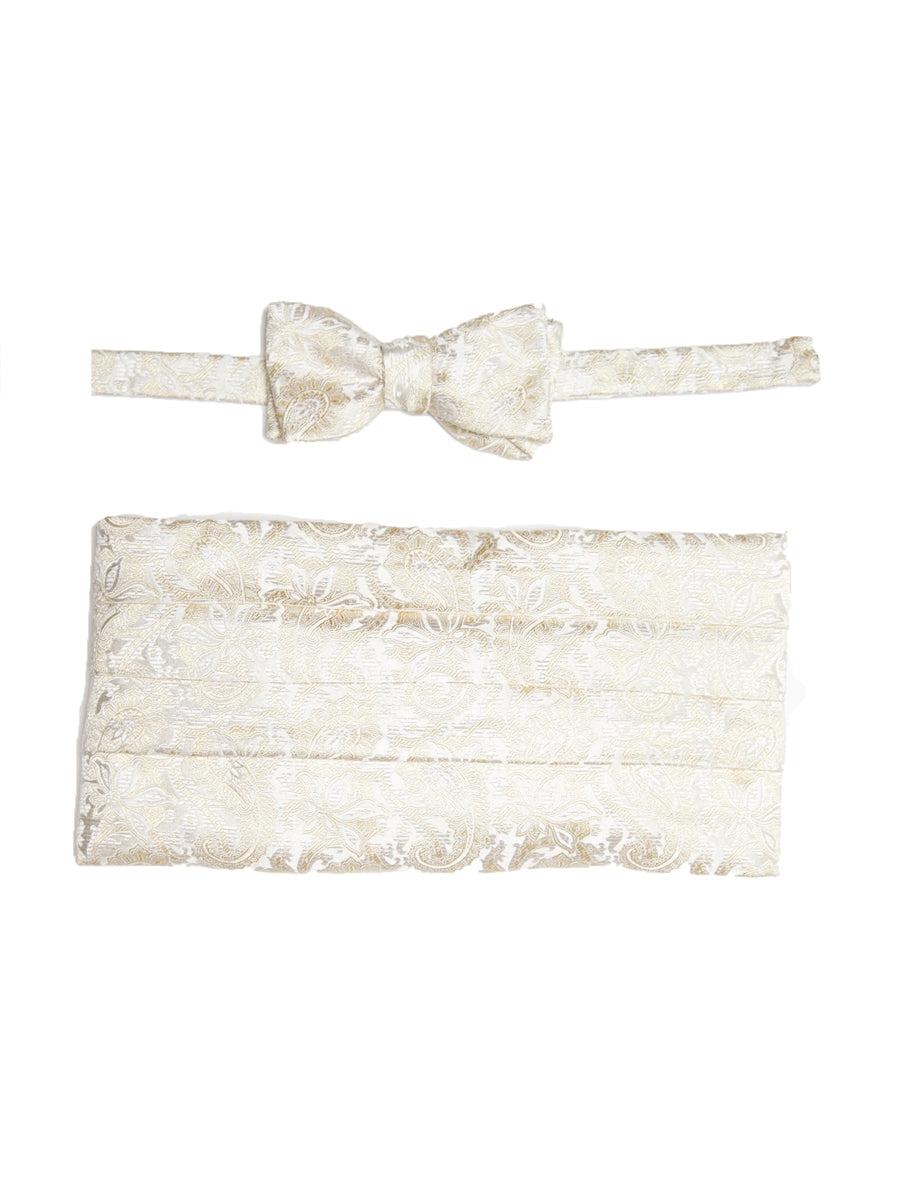 Favourbrook Ivory Albert Silk Pleated Cummerbund & Bow Tie Set