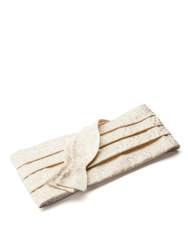 favourbrook Ivory Albert Silk Pleated Cummerbund & Bow Tie Set