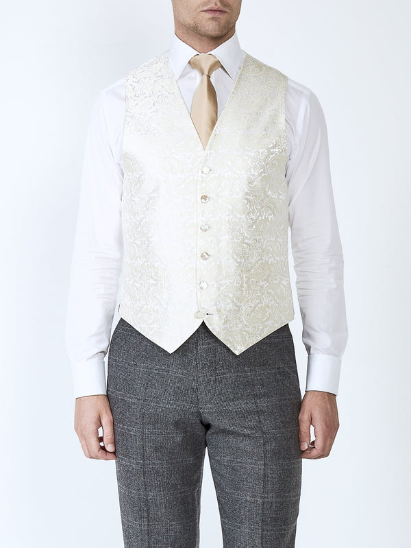 favourbrook Ivory Albert Silk Single Breasted Waistcoat