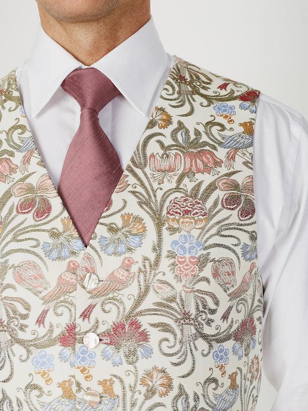 Favourbrook Ivory Davenport Silk Single Breasted Waistcoat