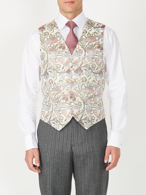 favourbrook Ivory Davenport Silk Single Breasted Waistcoat