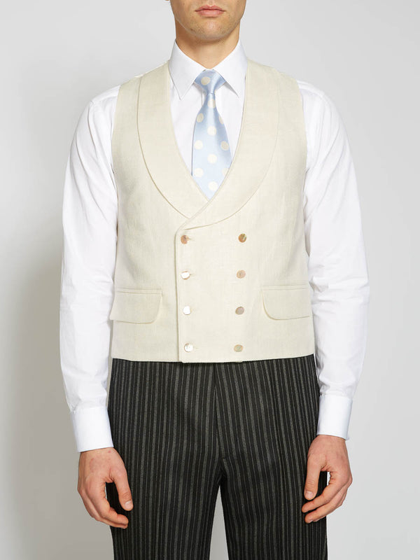 favourbrook Ivory Randwick Double Breasted Waistcoat with Piping