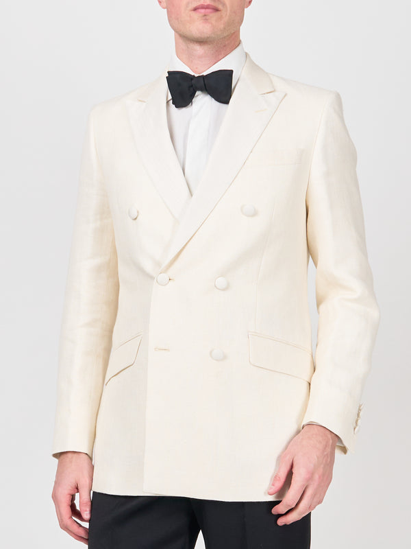 Favourbrook Ivory Randwick Linen Double Breasted Dinner Jacket