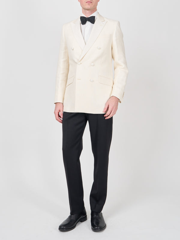 favourbrook Ivory Randwick Linen Double Breasted Dinner Jacket
