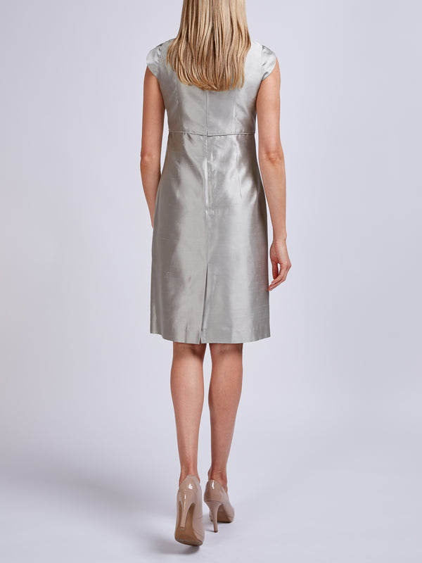 Favourbrook Josephine Dress Grey Plain Silk Shantung