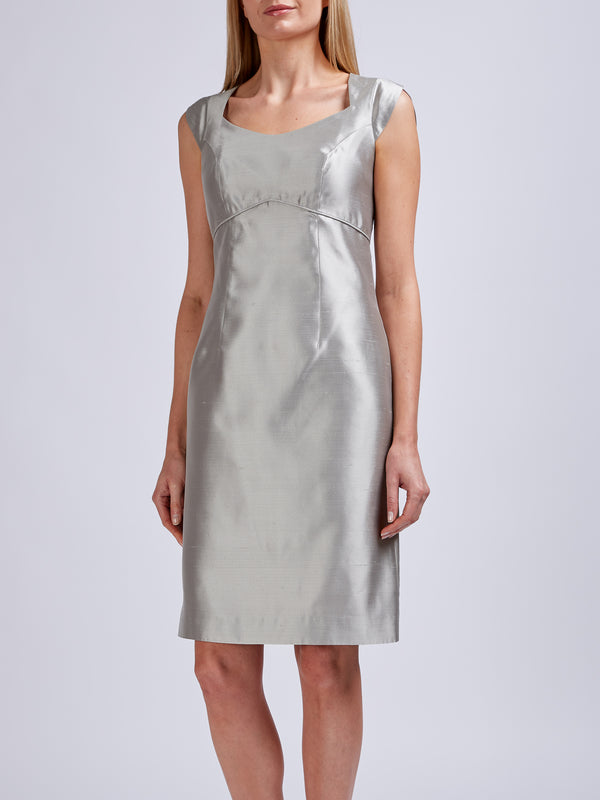 Favourbrook Josephine Dress Grey Plain Silk Shantung