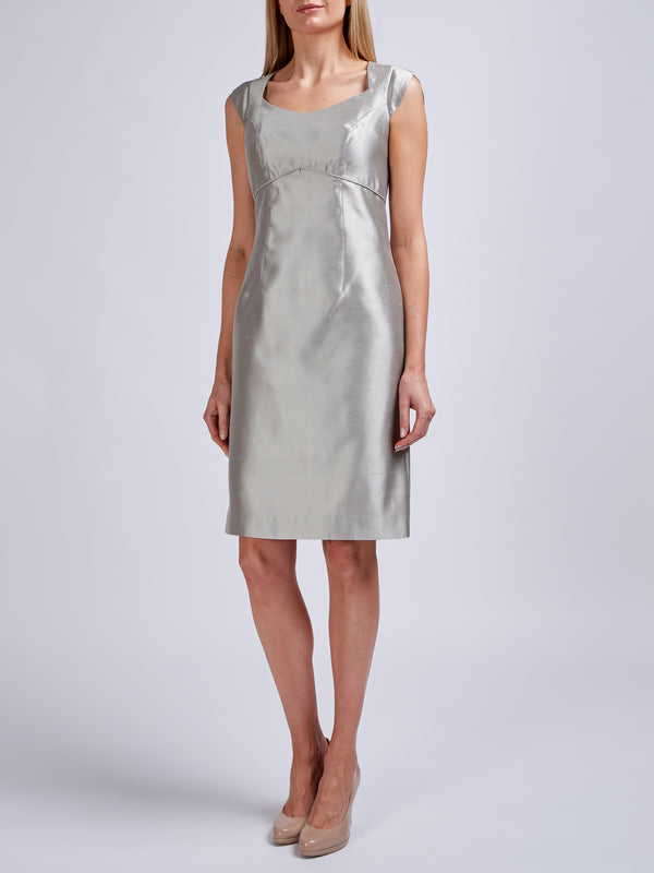 favourbrook Josephine Dress Grey Plain Silk Shantung