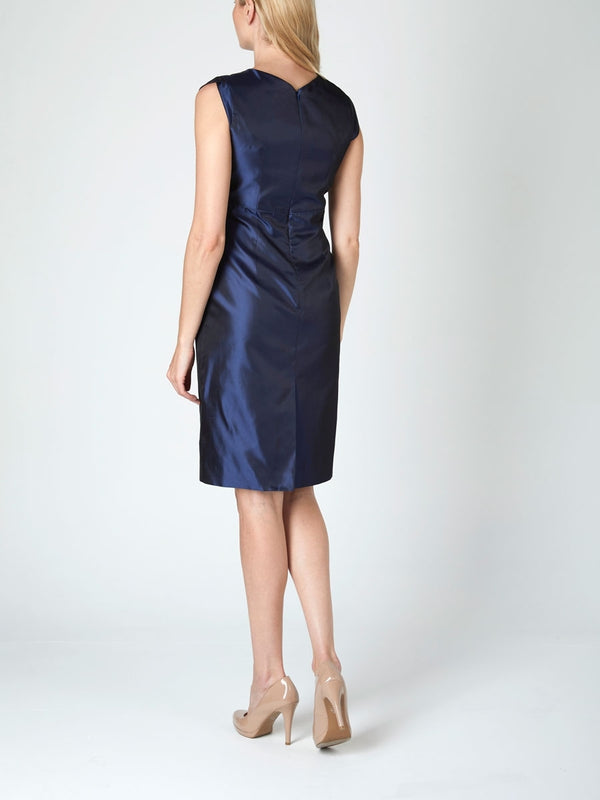 Favourbrook Josephine Dress Navy Reverse Plain Shantung