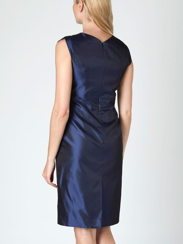Favourbrook Josephine Dress Navy Reverse Plain Shantung