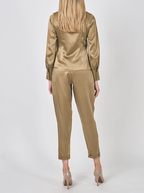 Favourbrook Land Girl Trouser Hay Gold Plain Silk Crepe Satin