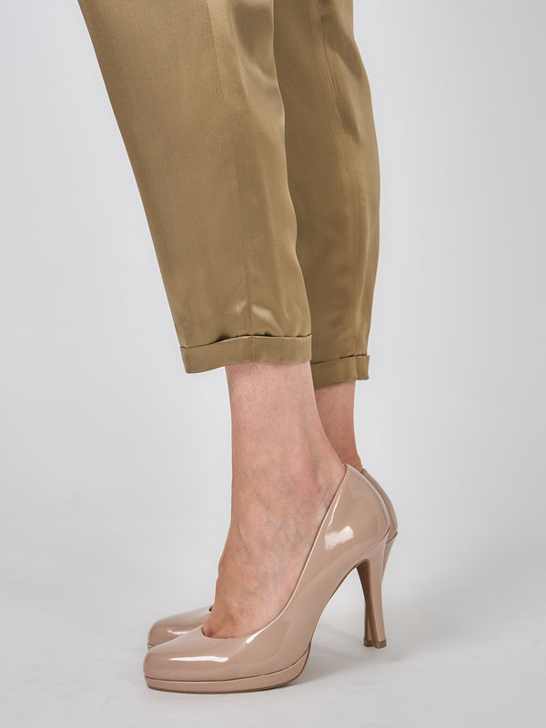 Favourbrook Land Girl Trouser Hay Gold Plain Silk Crepe Satin