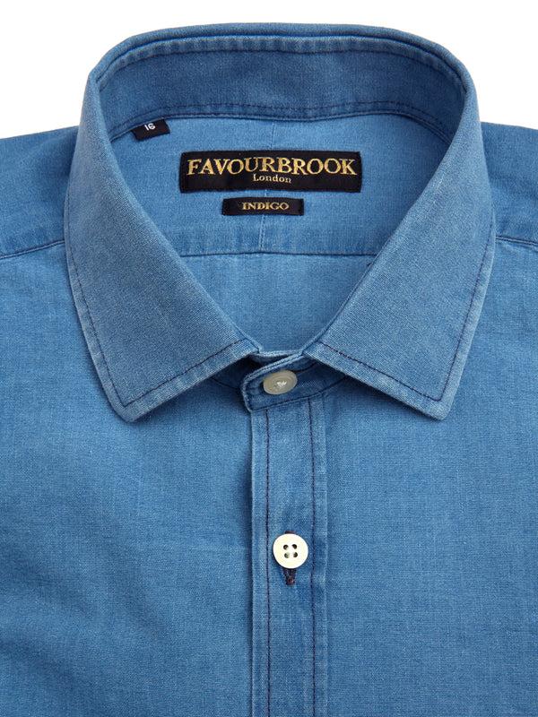 Favourbrook Light Indigo Rockwell Cotton Burligton Shirt