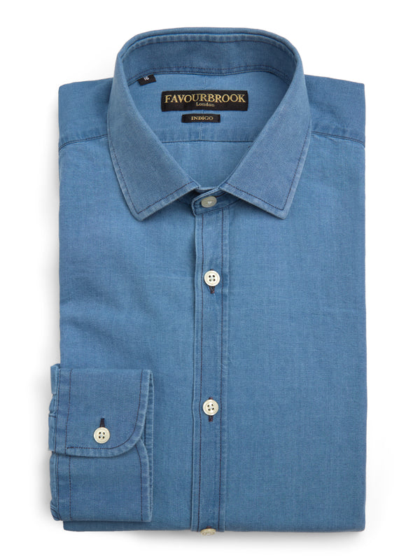 favourbrook Light Indigo Rockwell Cotton Burligton Shirt