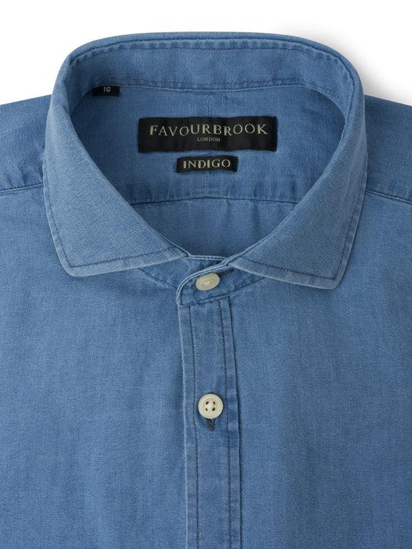 Favourbrook Light Indigo Rockwell Cotton Cutaway Collar Shirt